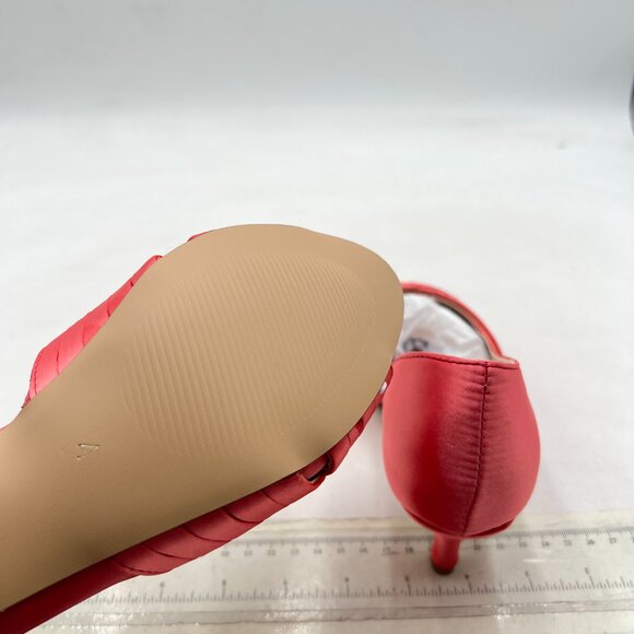 XYD Pink Peep Toe Pumps Satin Crisscross Strap Low Heels Slip On D'Orsay Shoes - Picture 6 of 8